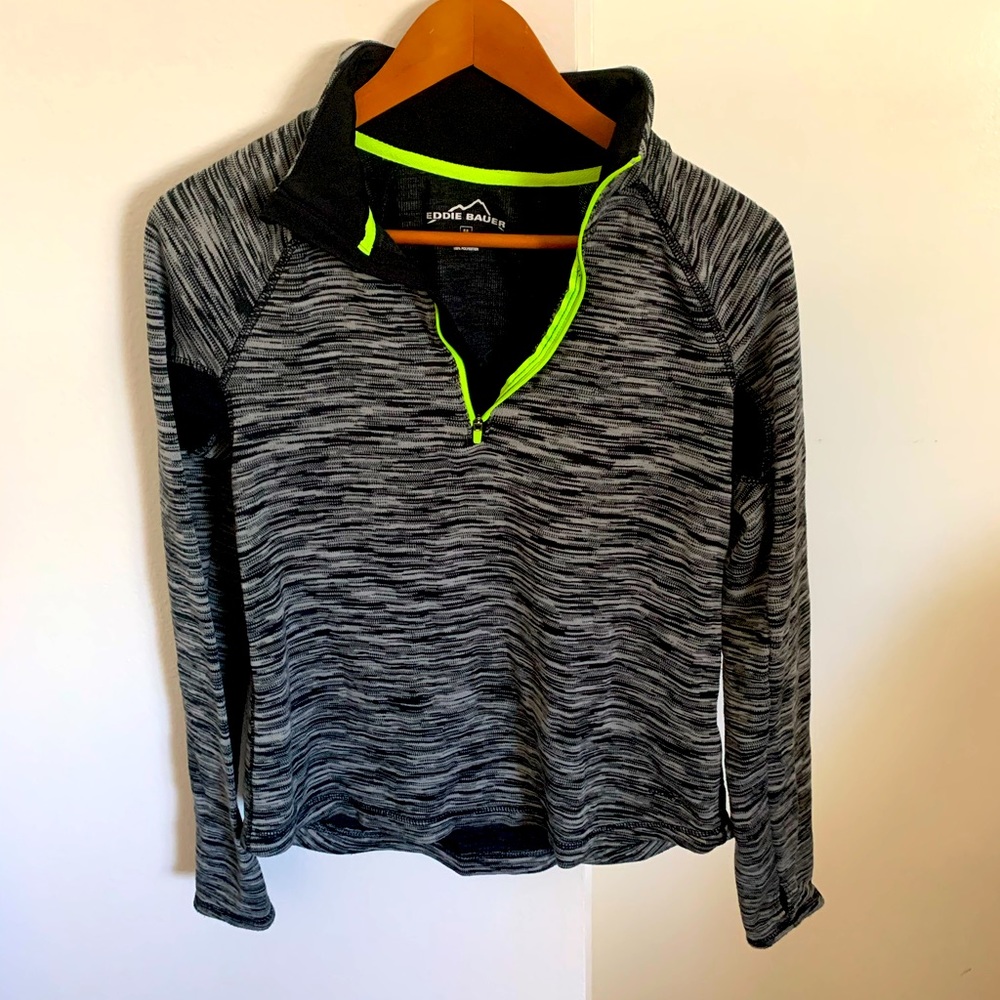 Black and white stripped 3/4 zip jacket